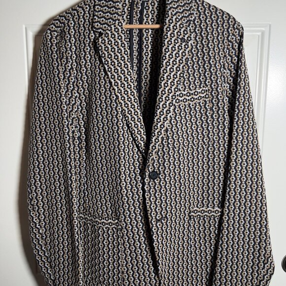 Mr. Turk Black White and Camel Knit Unlined Blazer Men's 40R - Picture 1 of 7